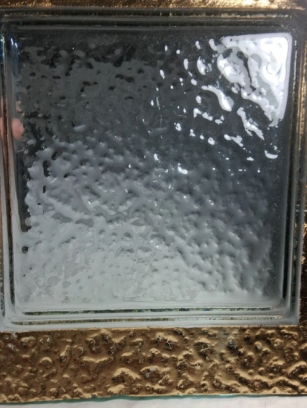 Glass Decorative Plate with Textured Center - Gold Accent